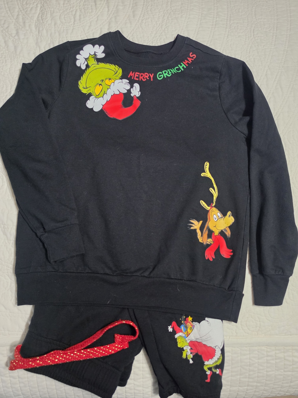 Black Grinch Holiday Pajama Set - Official Character Print NWOT